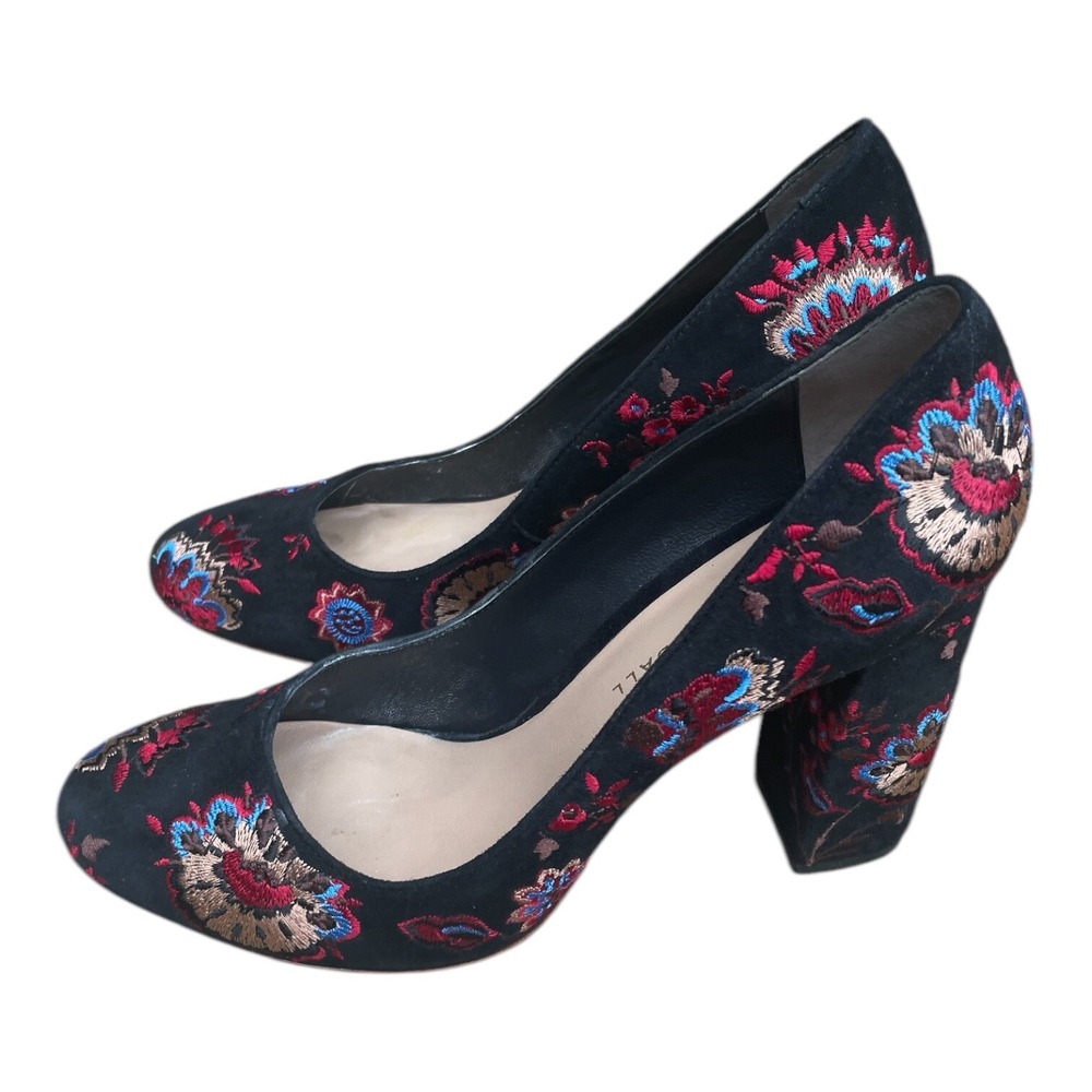 Loeffler Randall Sydnee Pumps Size 8 Black Floral Embroidered‎ Leather - Picture 6 of 7
